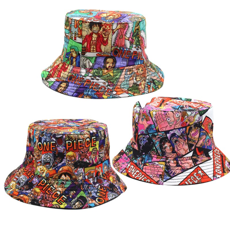Anime Cosplay Ai - Niedlicher Cartoon-Piraten-Print Bucket Hat im Kawaii-Anime-Stil,