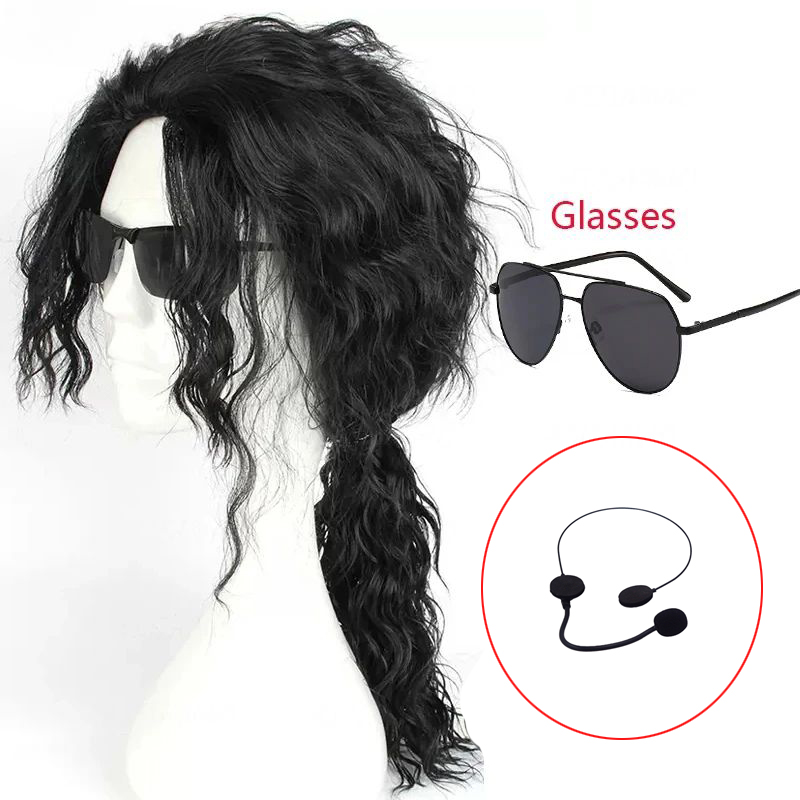 Anime Cosplay Long Black Hair - MJ Michael Cosplay Schwarze Perücke Jackson