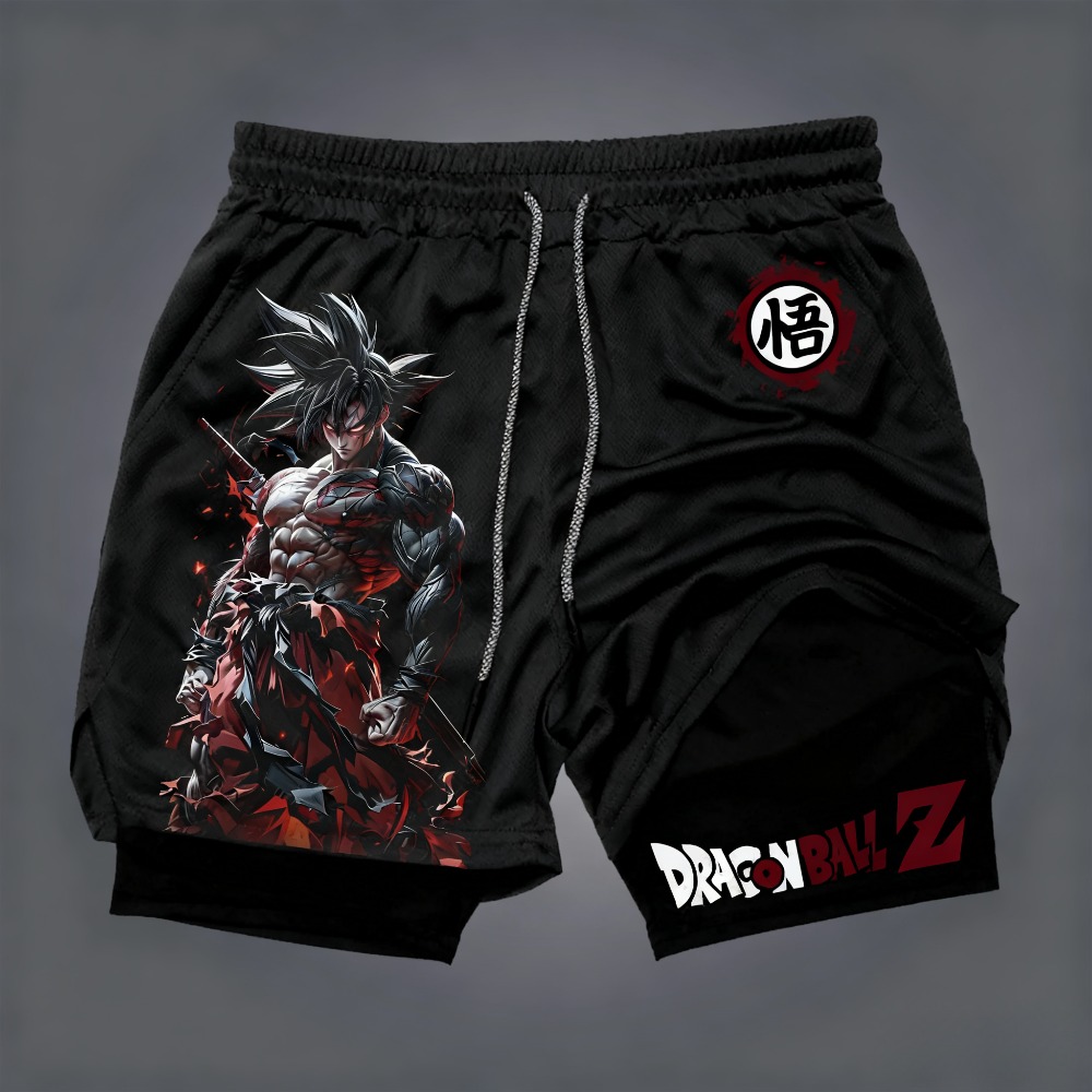 Dragon Ball Saiyan Armor - Dragon Ball Herren-Shorts mit doppelter Schicht,
