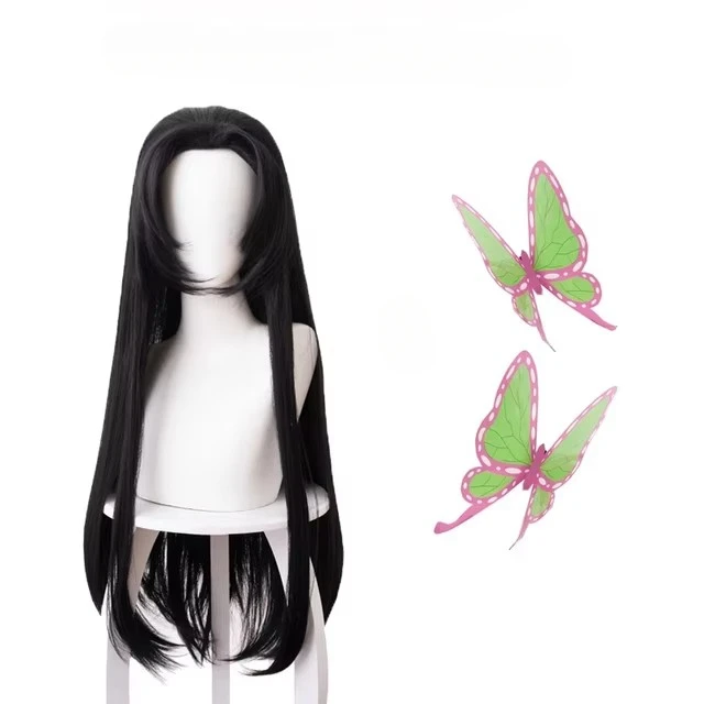 Anime Cosplay Long Black Hair - Anime Kochou Kanae Perücke Kimetsu keine