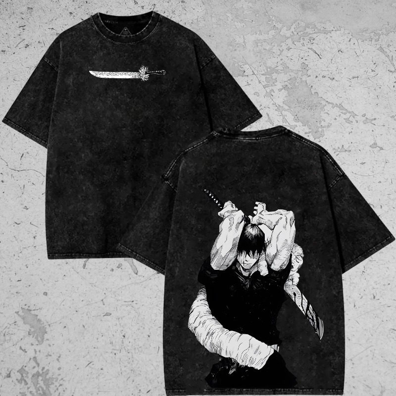 Anime Cosplay Katana - Toji Katana Oversized T-Shirt, Vintage Toji
