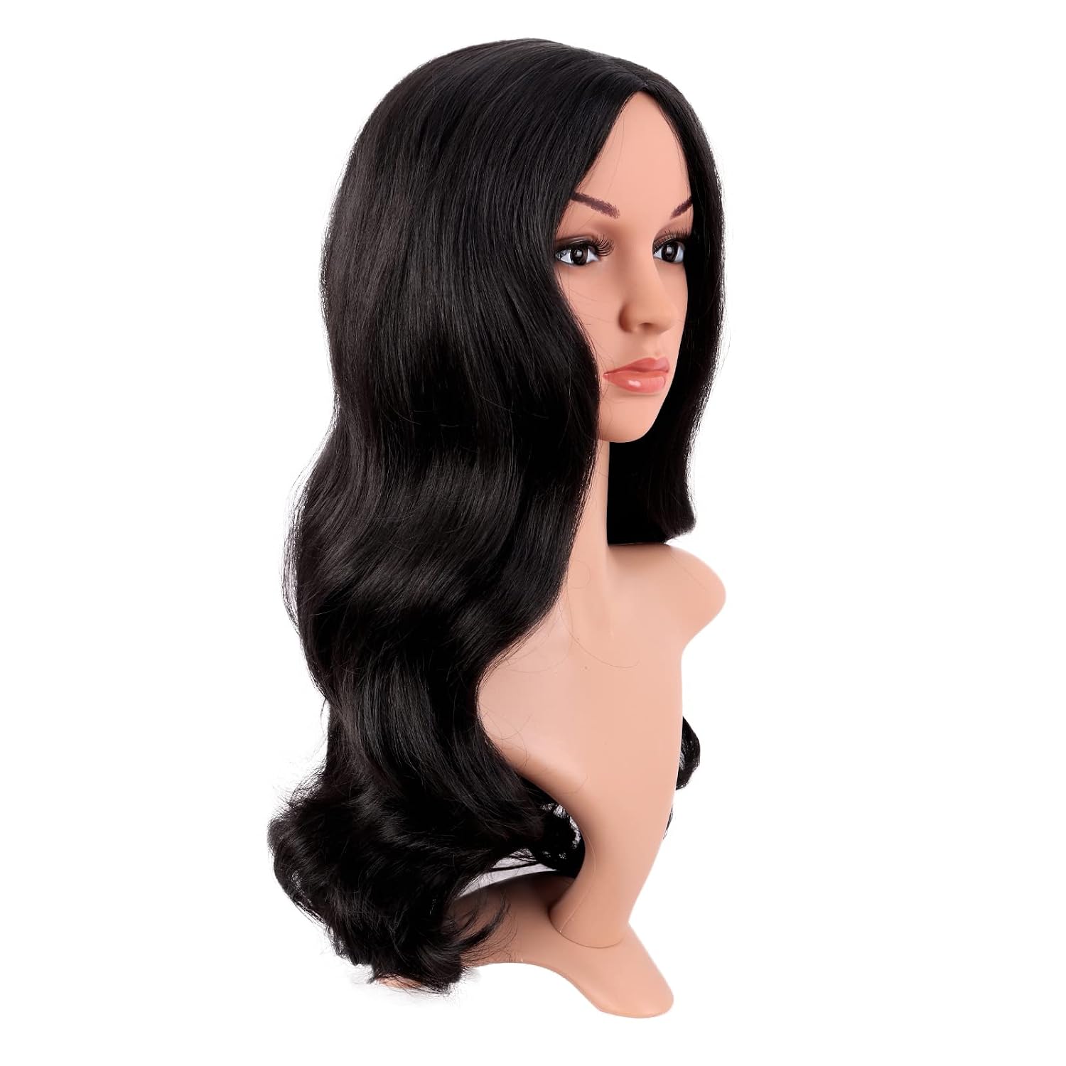 Lange Lockige Perücke mit Mitt – Anime Cosplay Long Black Hair Bewertung und Preis